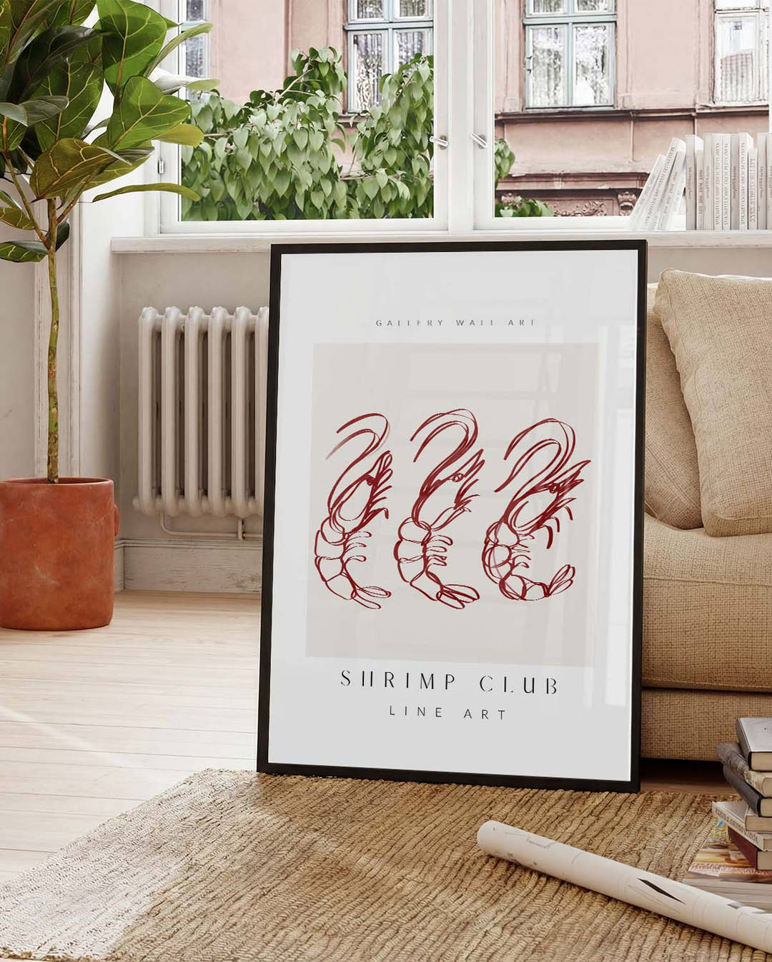 Shrimp Club | Minimalistisches Line-Art-Poster