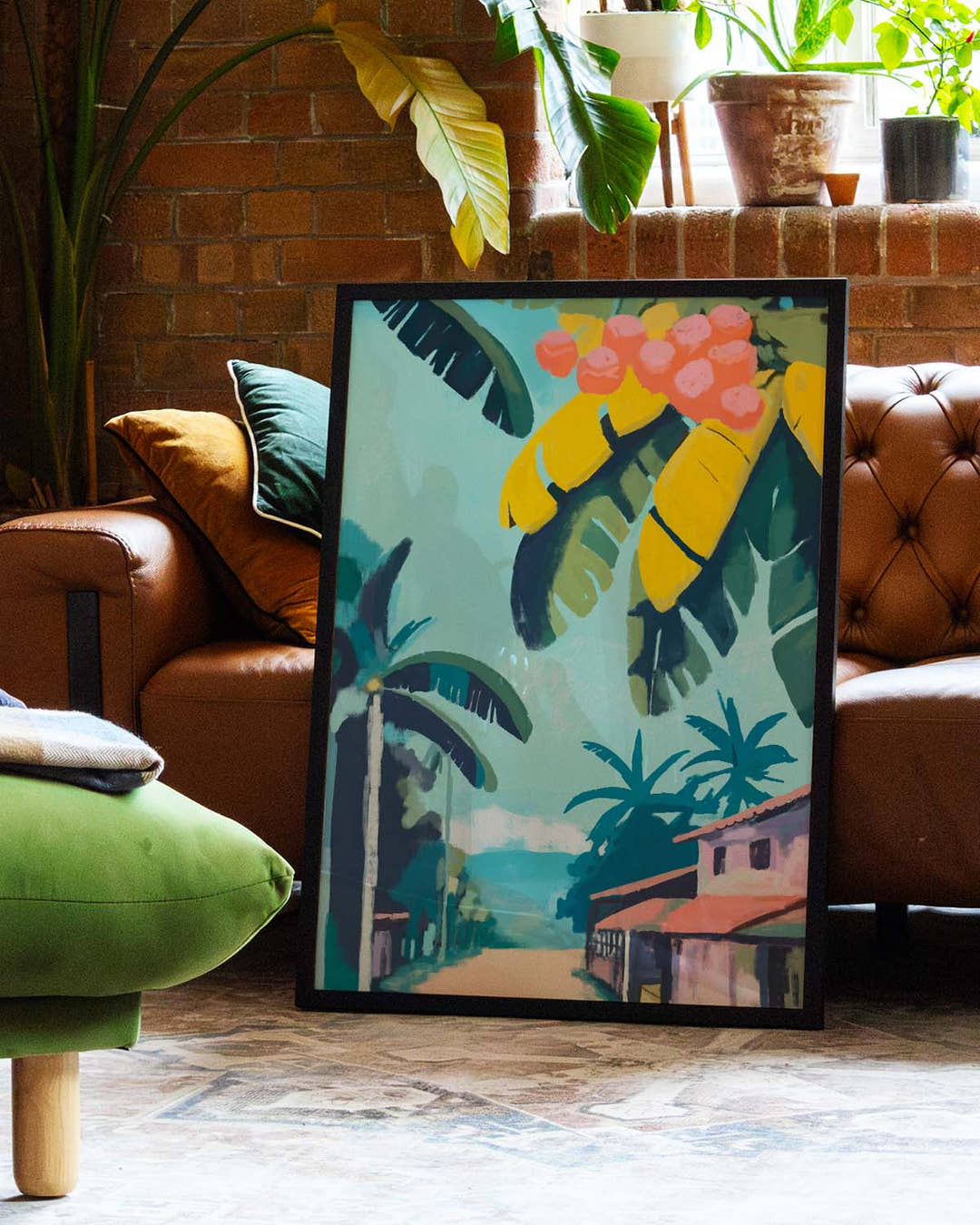 Tropical Village Morning | Tropisches Landschaftsposter