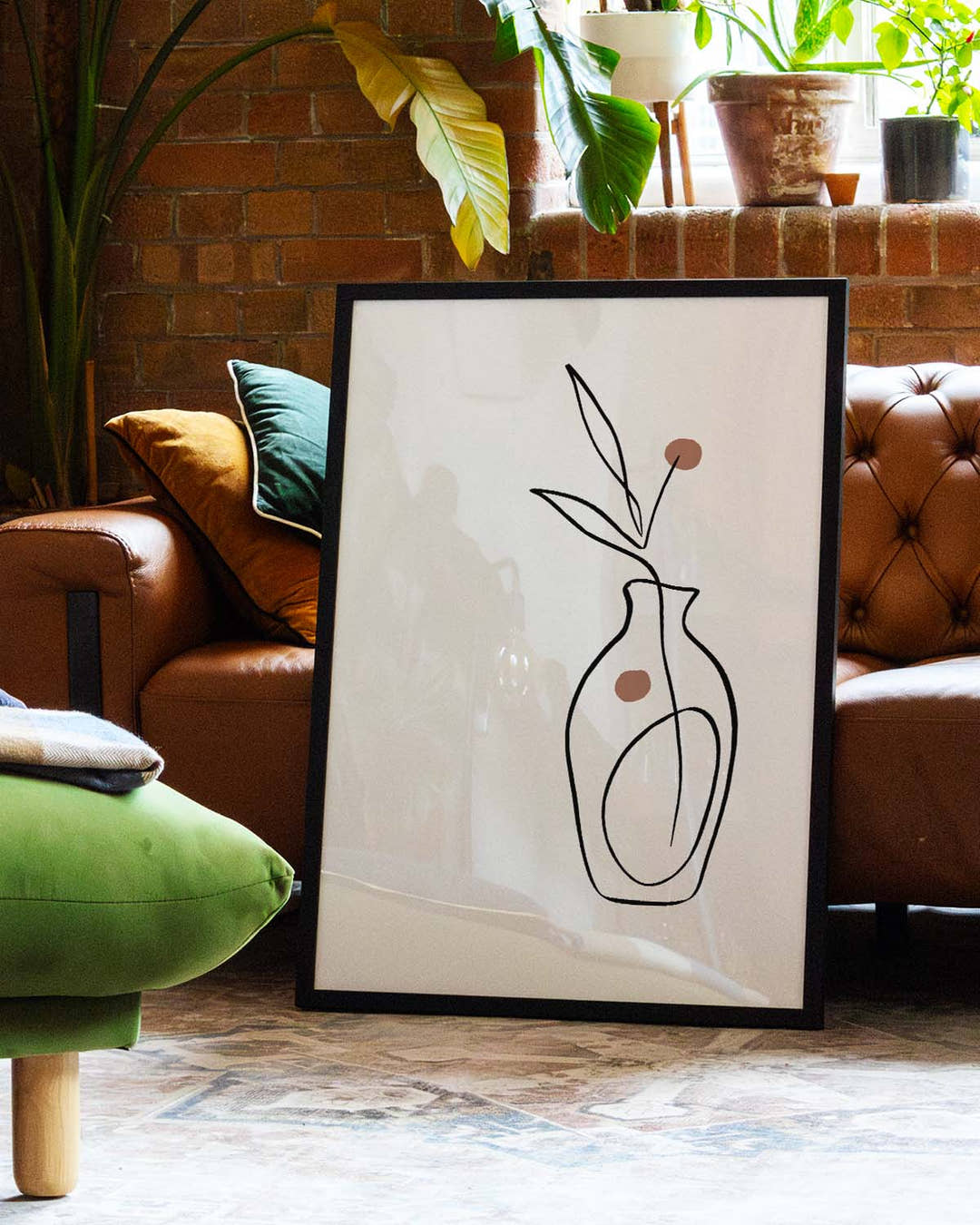 Vase Dekorationsposter – Linie mit Zweig