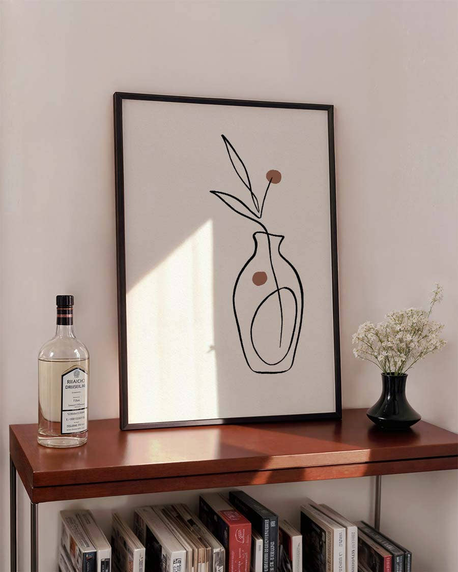 Vase Dekorationsposter – Linie mit Zweig