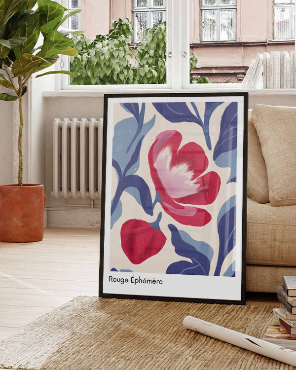 Blaue Blätter mit rosa Blüte "Rouge Éphémère"
