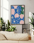 Blaue Blumen, Rosa Blumen eine grüne Blume