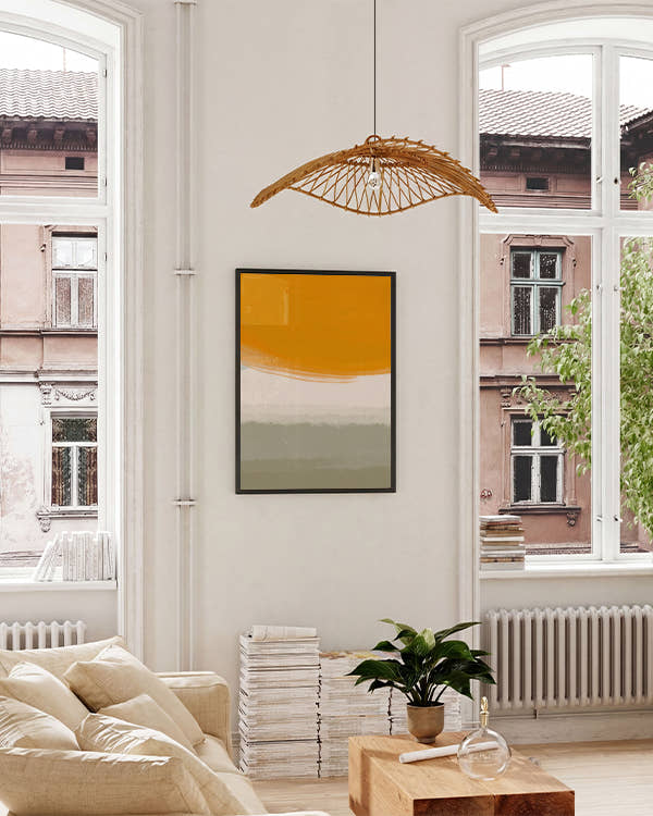 Drei farbiges Bild, orange, weiß, grün