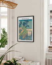 Asiatische Landschaft, "Hokusai", schwarzer Rahmen