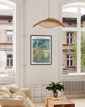 Asiatische Landschaft, "Hokusai", schwarzer Rahmen