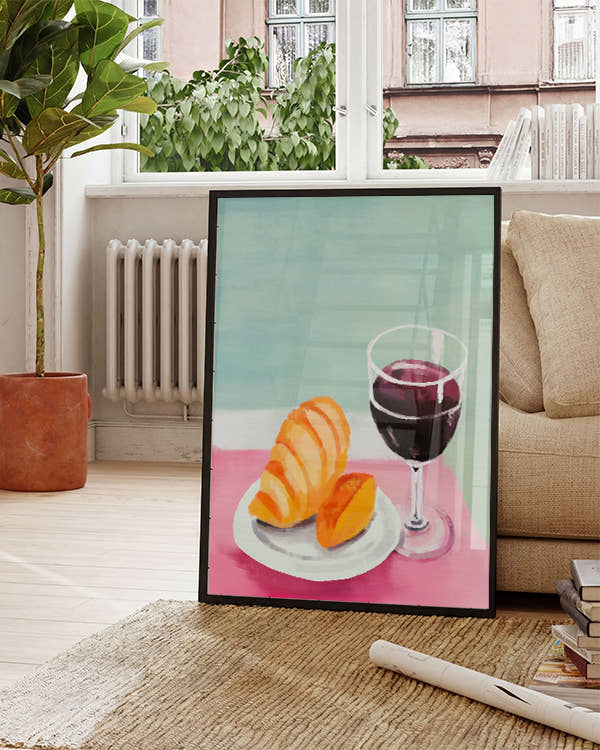 Croissant and Wine | Stillleben-Poster