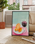 Croissant and Wine | Stillleben-Poster