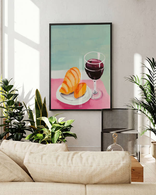 Croissant and Wine | Stillleben-Poster