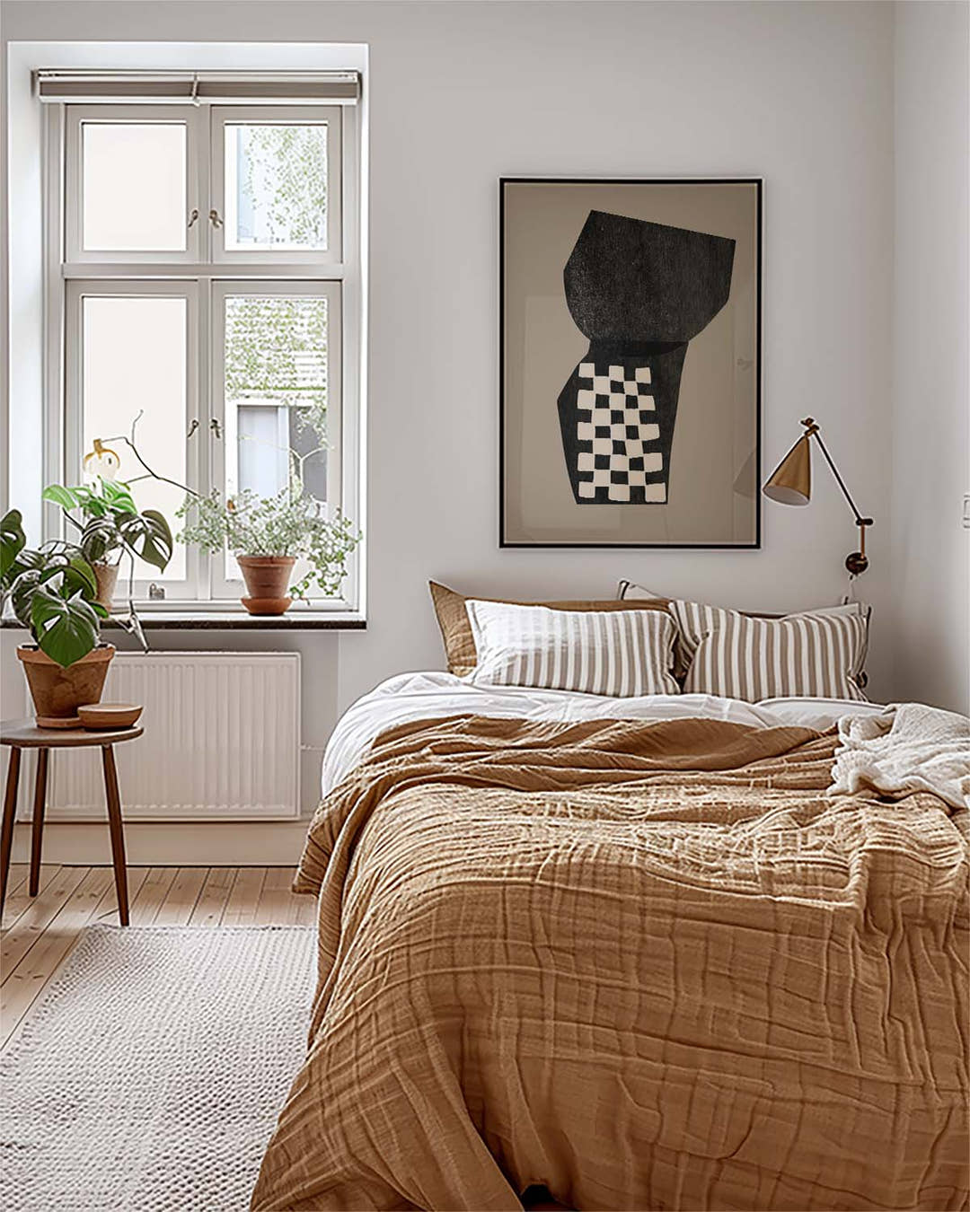 Abstraktes Schwarz Weiß Poster – Abstract Black Checkered Vase