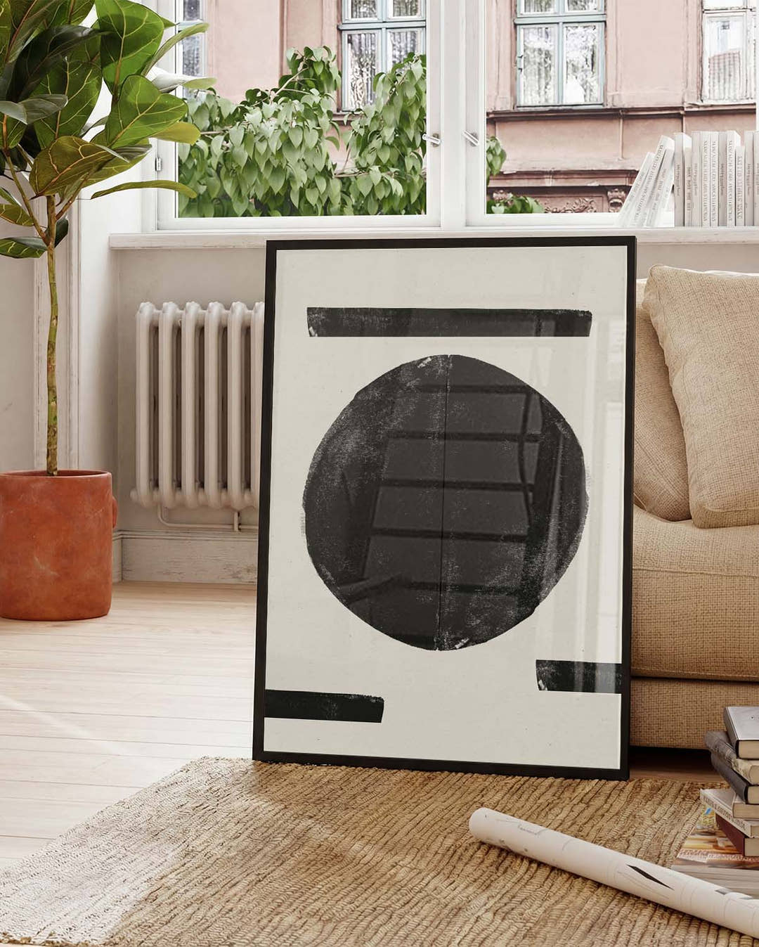 Abstraktes Kreis Poster modern – Abstract Black Circle