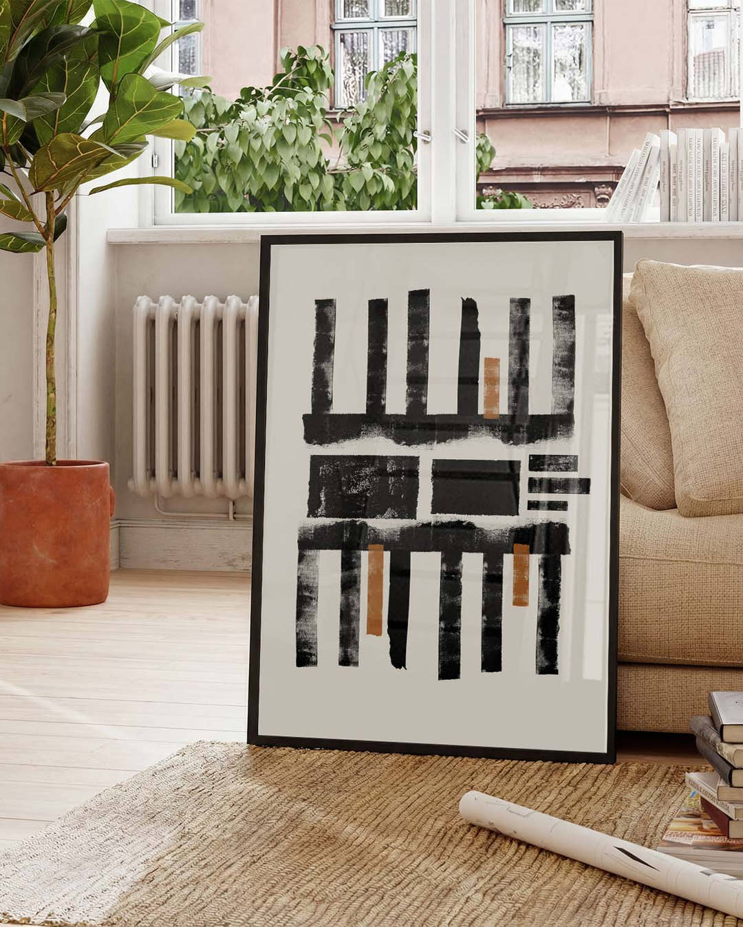 Abstraktes Streifen Poster – Abstract Black Stripes