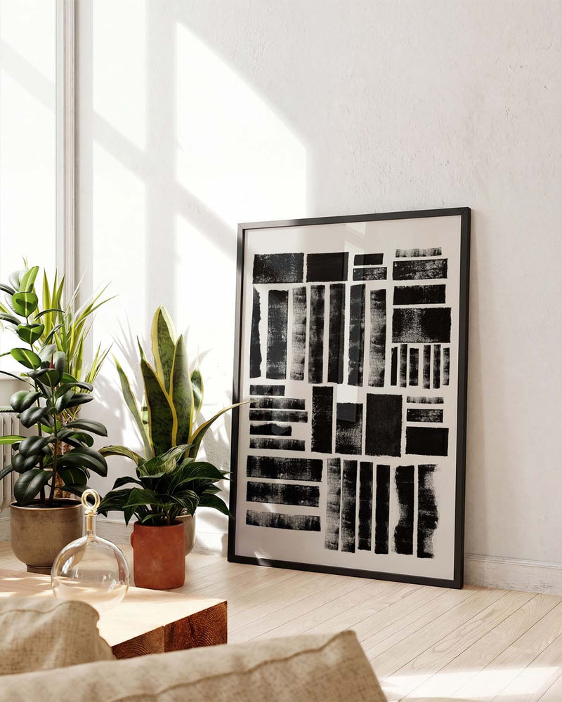 Abstraktes Raster Textur Poster – Abstract Black Texture