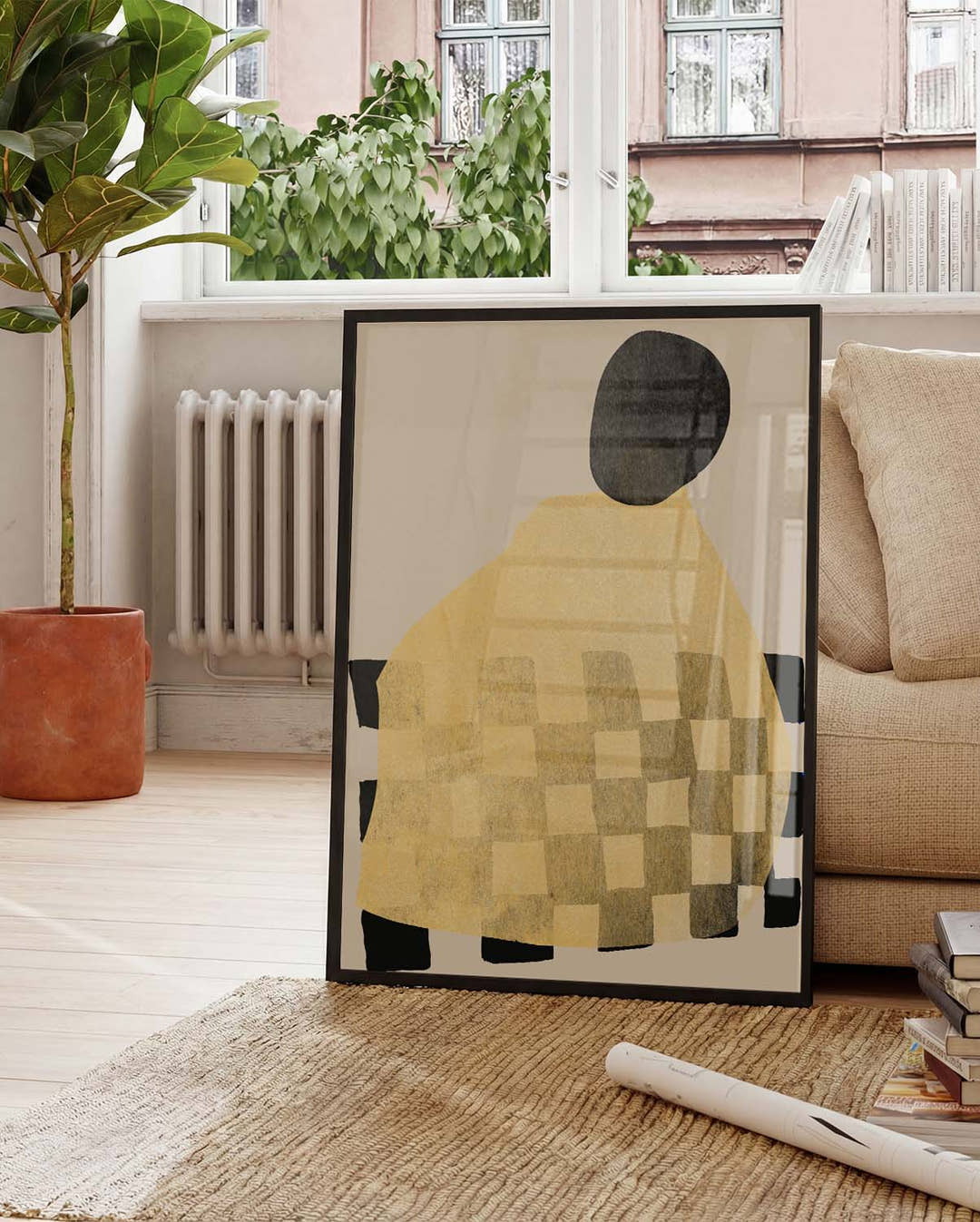 Abstrakte Figur Poster modern – Abstract Checkered Figure