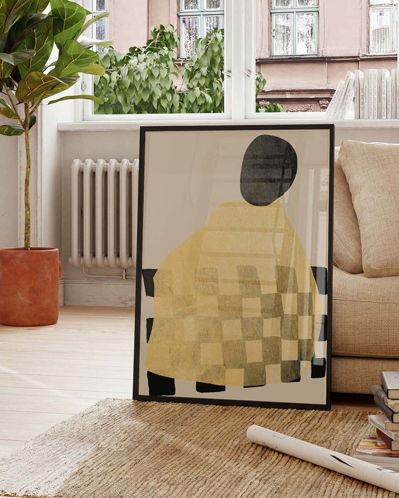 Abstrakte Figur Poster modern – Abstract Checkered Figure