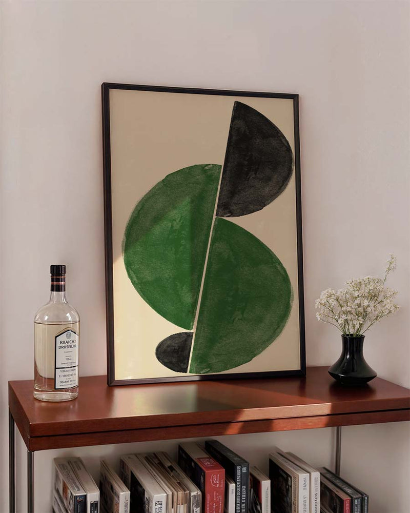Abstraktes grünes Mid Century Poster – Abstract Green