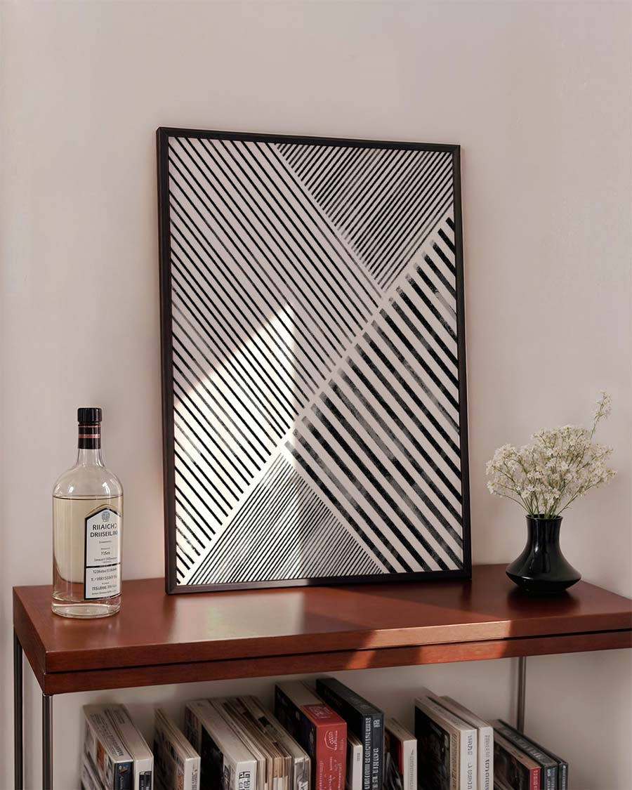 Minimalistisches Linienstruktur Poster – Abstract Grey Line Texture