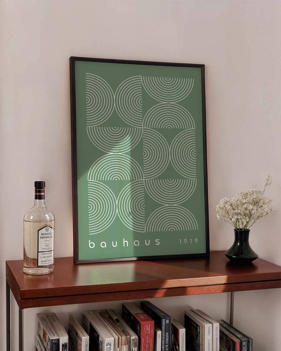 Bauhaus Poster Muster – Bauhaus Arc Pattern grün