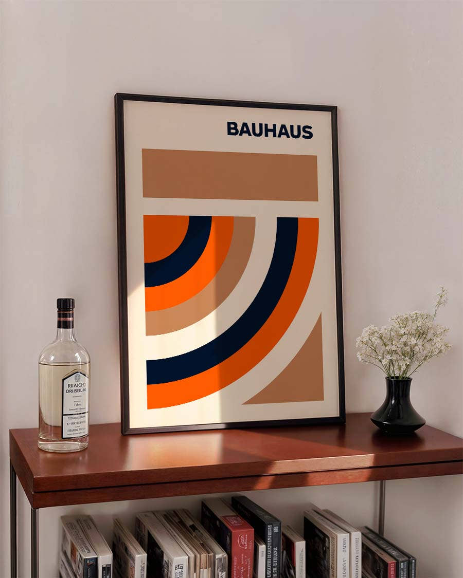 Bauhaus Concentric Arcs Poster