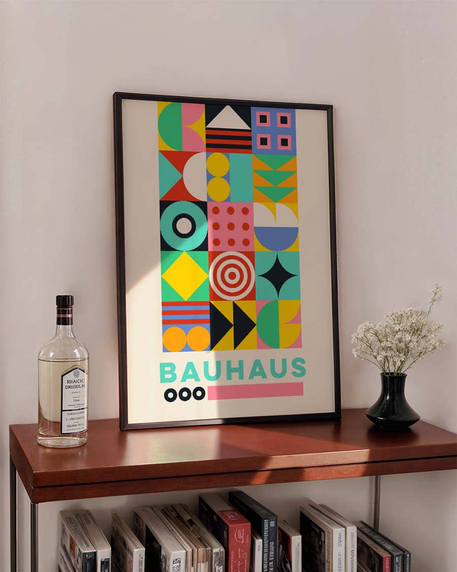 Bauhaus Geometric Patchwork Poster