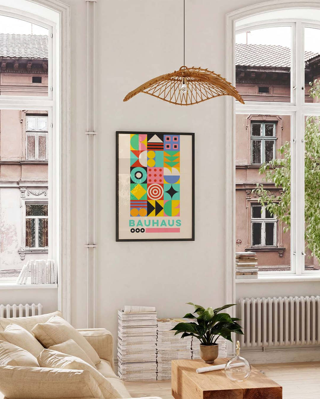 Bauhaus Geometric Patchwork Poster