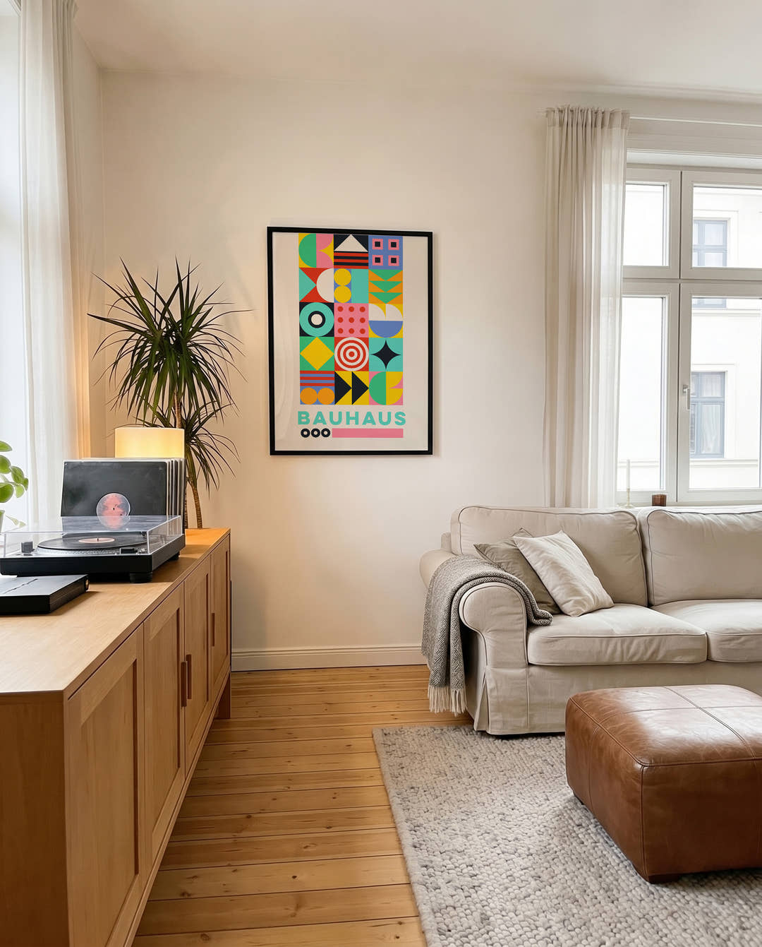 Bauhaus Geometric Patchwork Poster