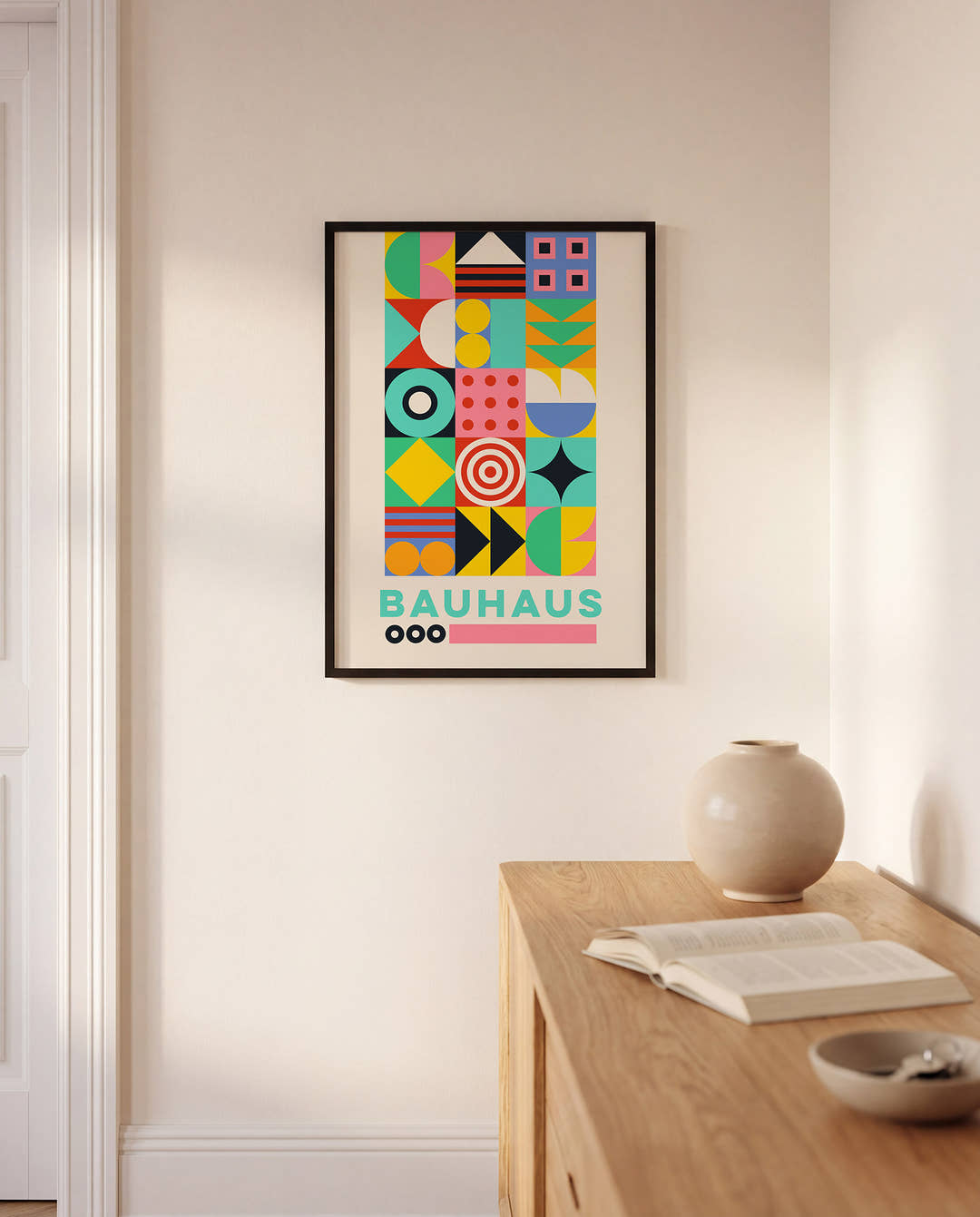 Bauhaus Geometric Patchwork Poster