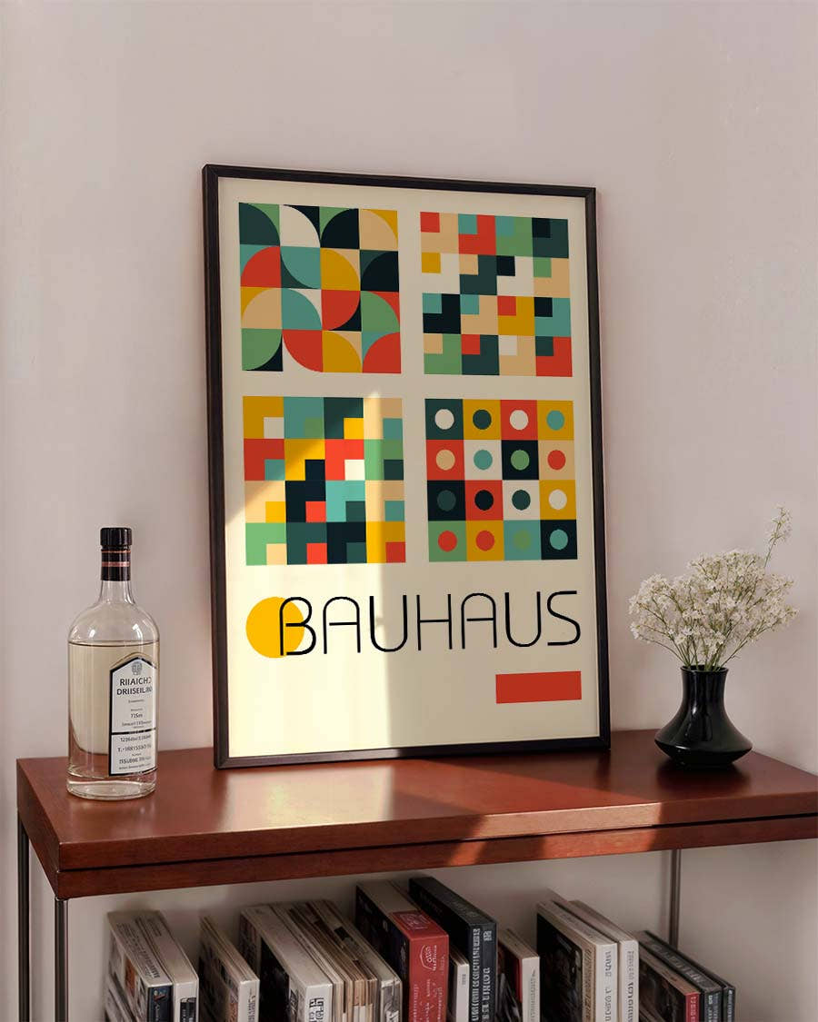 Bauhaus Geometric Tiles Poster