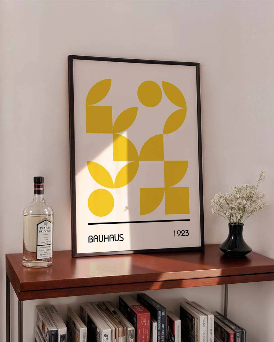 Bauhaus Golden Shapes Poster
