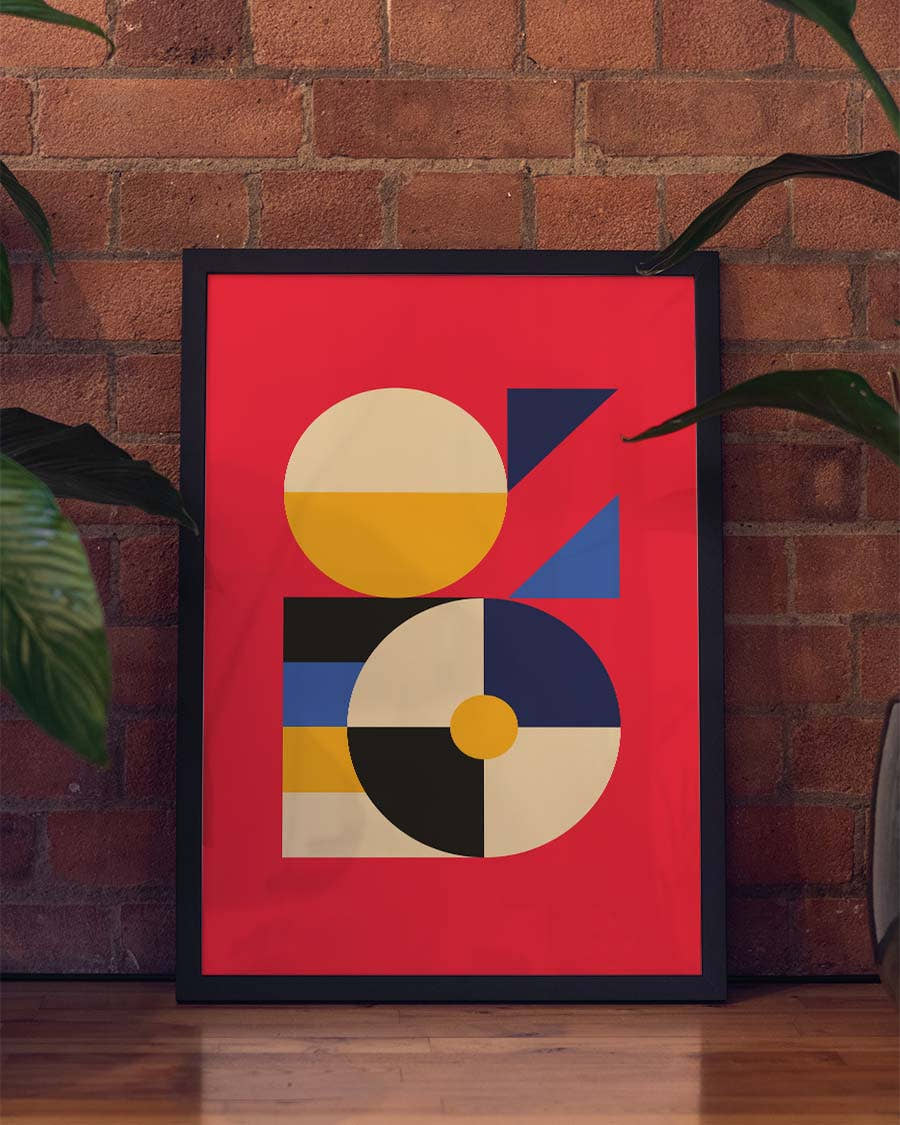 Bauhaus Red Geometry Poster
