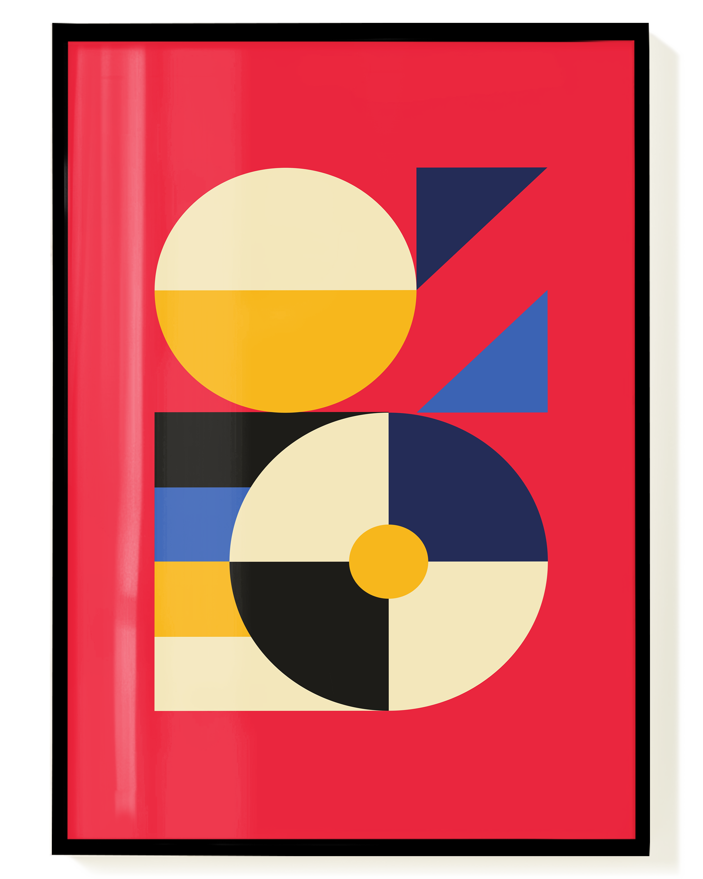 Bauhaus Red Geometry Poster – Geometrische Farbflächen | Wallera®