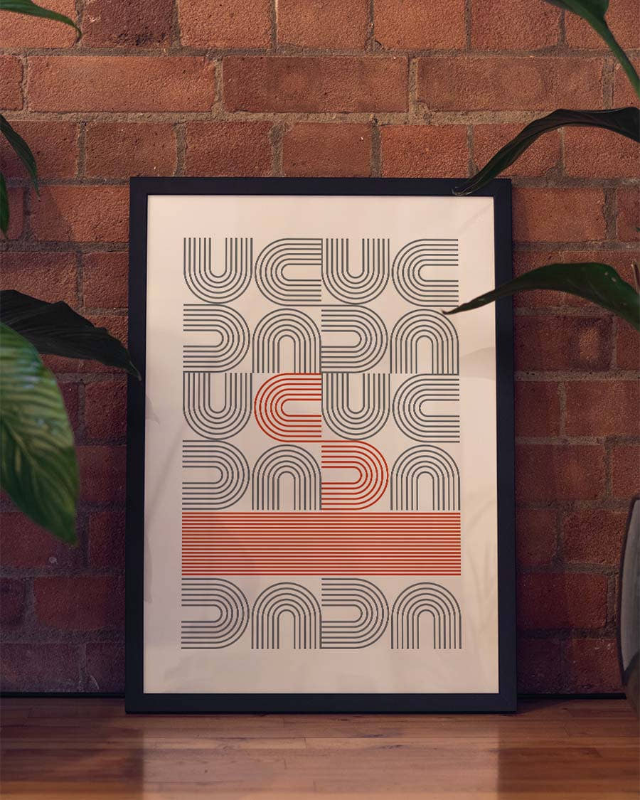 Bauhaus Retro Line Pattern Poster