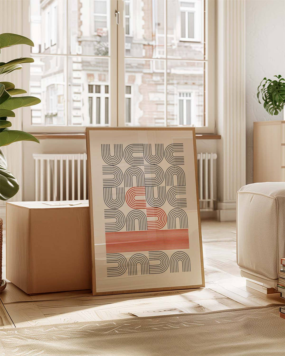 Bauhaus Retro Line Pattern Poster