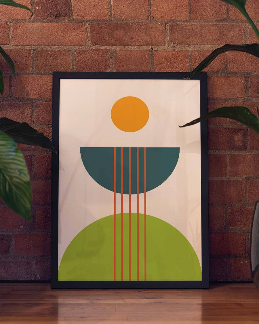 Bauhaus Sunrise Forms Poster