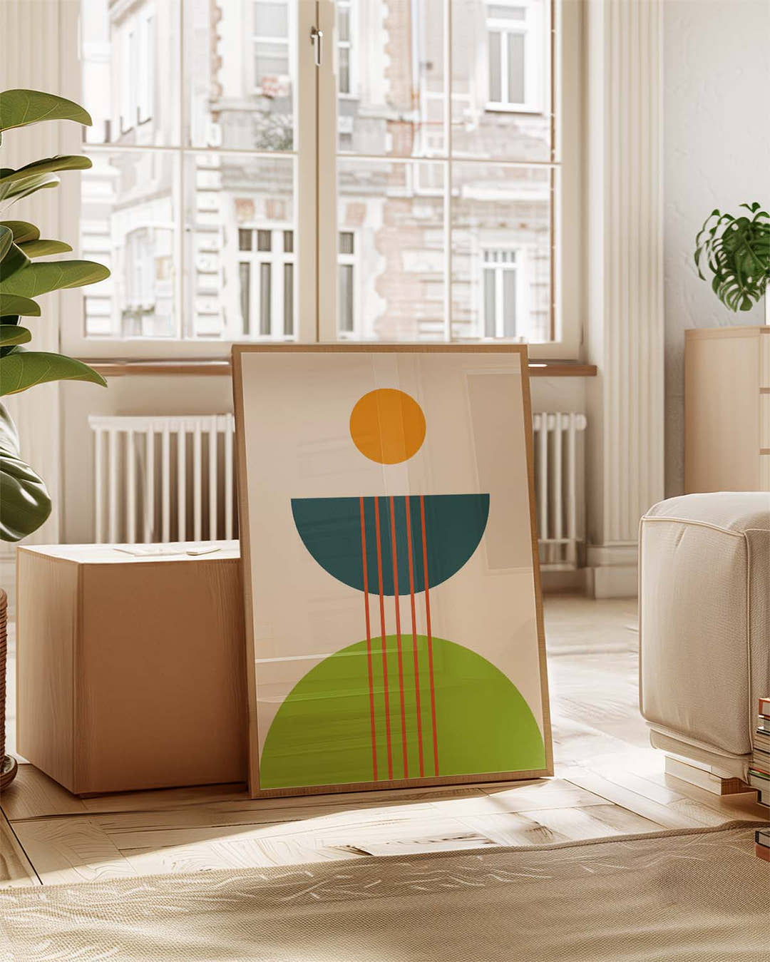 Bauhaus Sunrise Forms Poster