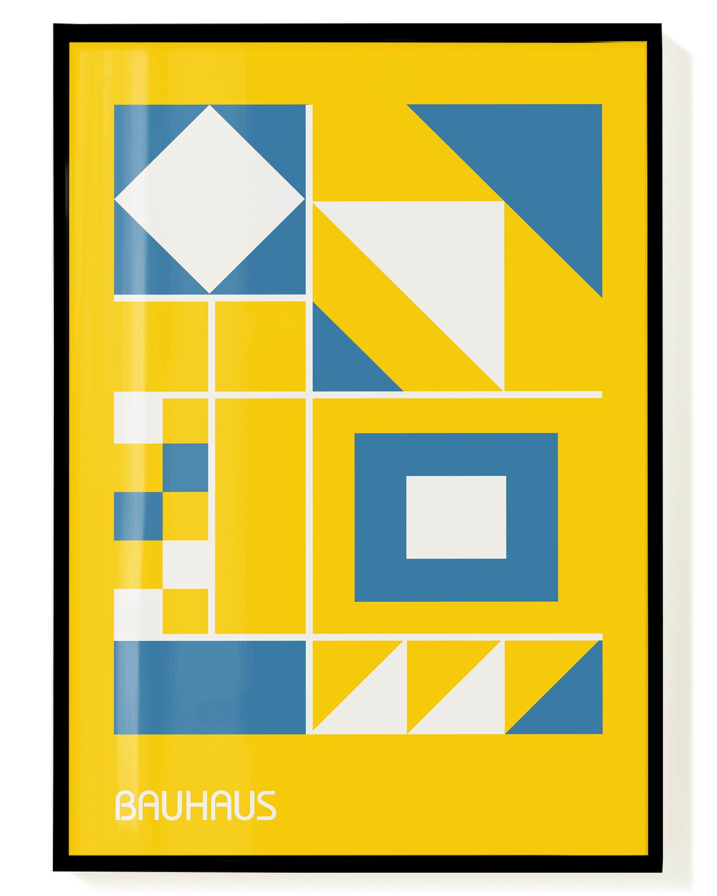 Bauhaus Yellow Geometry Poster – Gelbe Geometrie Kunst | Wallera®