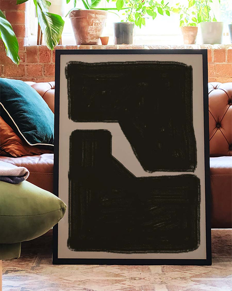 Schwarzes Abstraktes Form Poster – Black Abstract Block