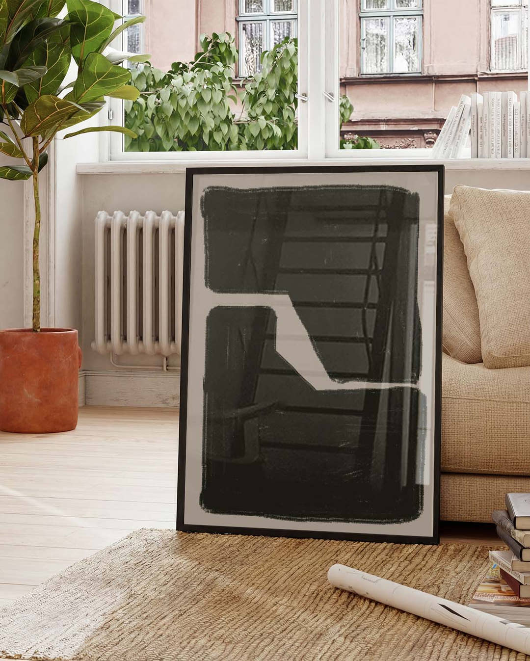 Schwarzes Abstraktes Form Poster – Black Abstract Block