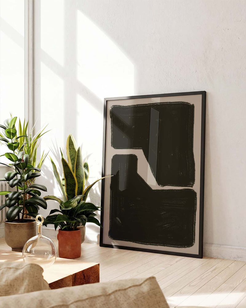 Schwarzes Abstraktes Form Poster – Black Abstract Block