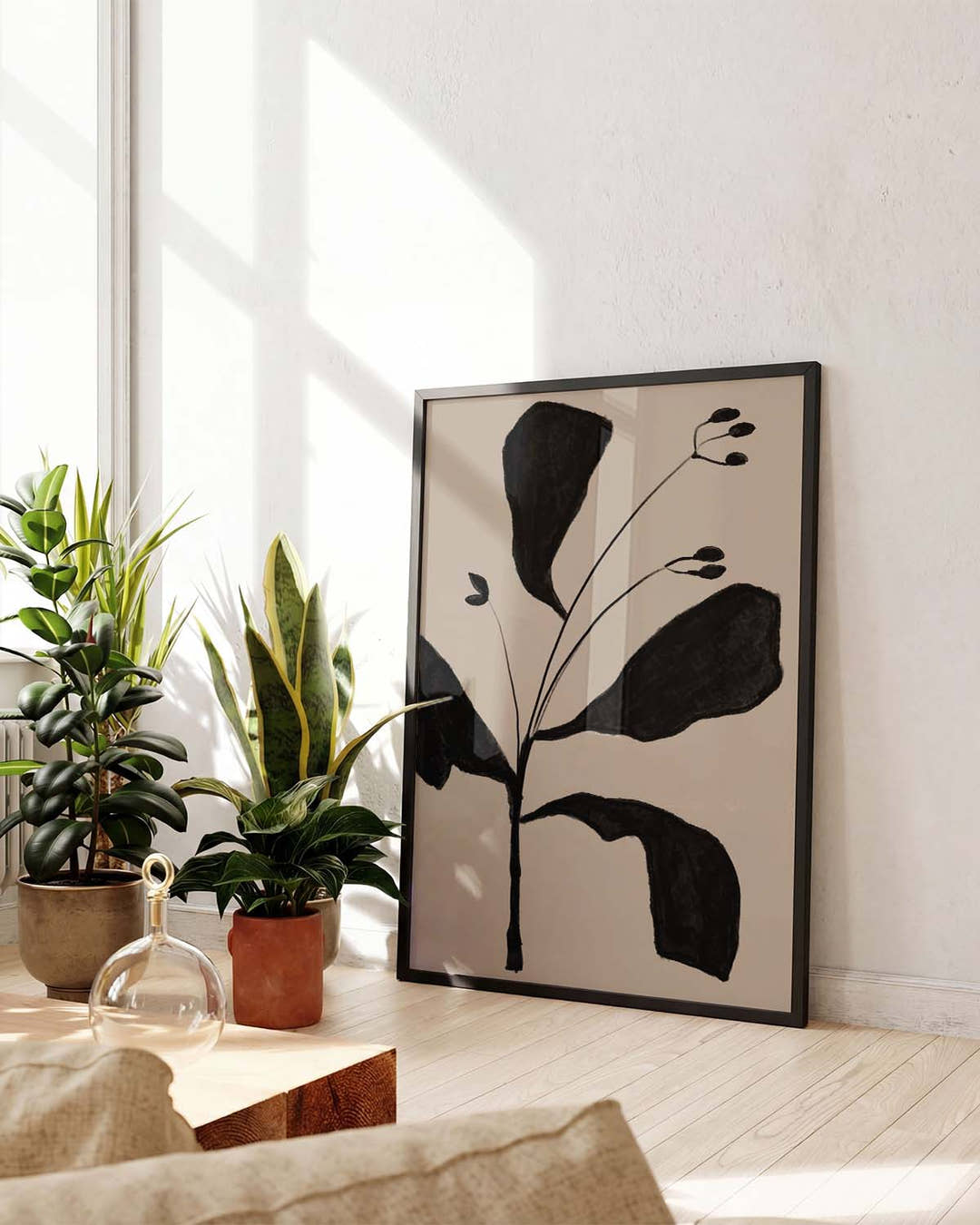 Schwarzes Botanisches Silhouetten Poster – Black Botanic Silhouette