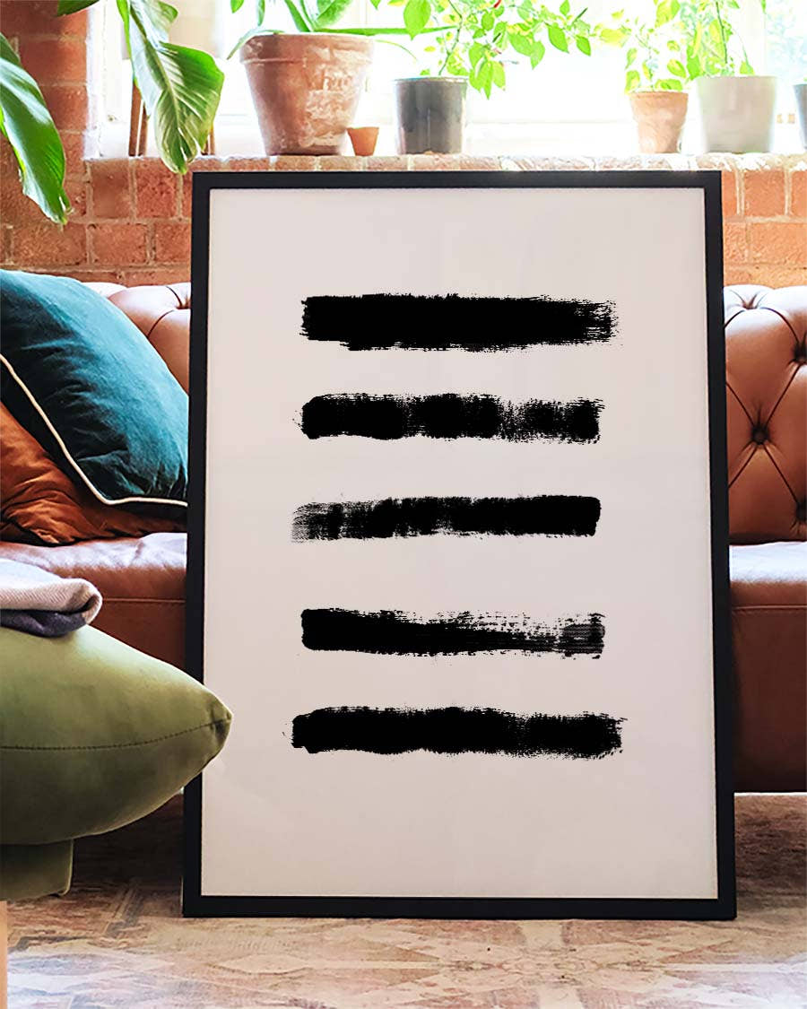 Schwarzes Pinselstreifen Poster – Black Brush Stripes