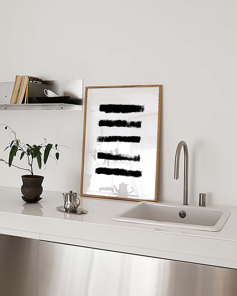 Schwarzes Pinselstreifen Poster – Black Brush Stripes