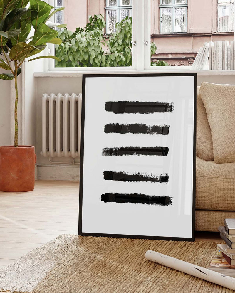 Schwarzes Pinselstreifen Poster – Black Brush Stripes
