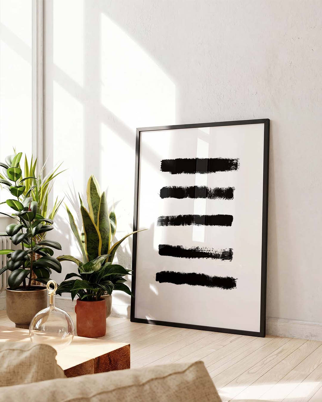 Schwarzes Pinselstreifen Poster – Black Brush Stripes