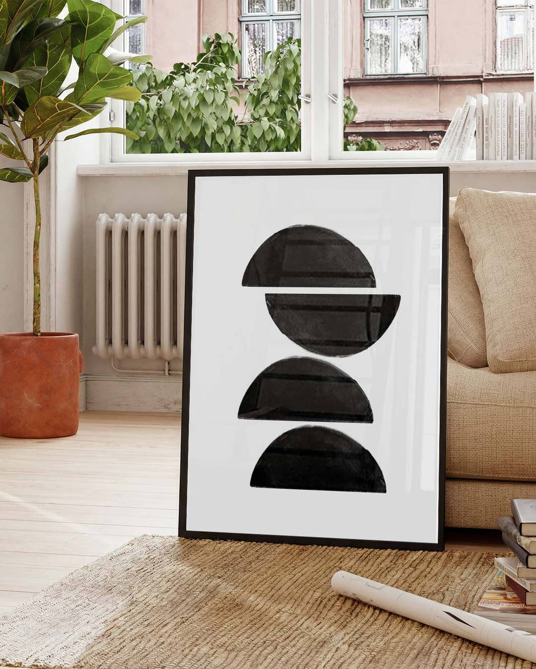 Schwarzes Geometrisches Stapel Poster – Black Geometric Stack