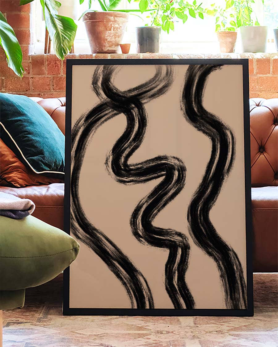 Schwarze Organische Wellen Poster – Black Organic Waves