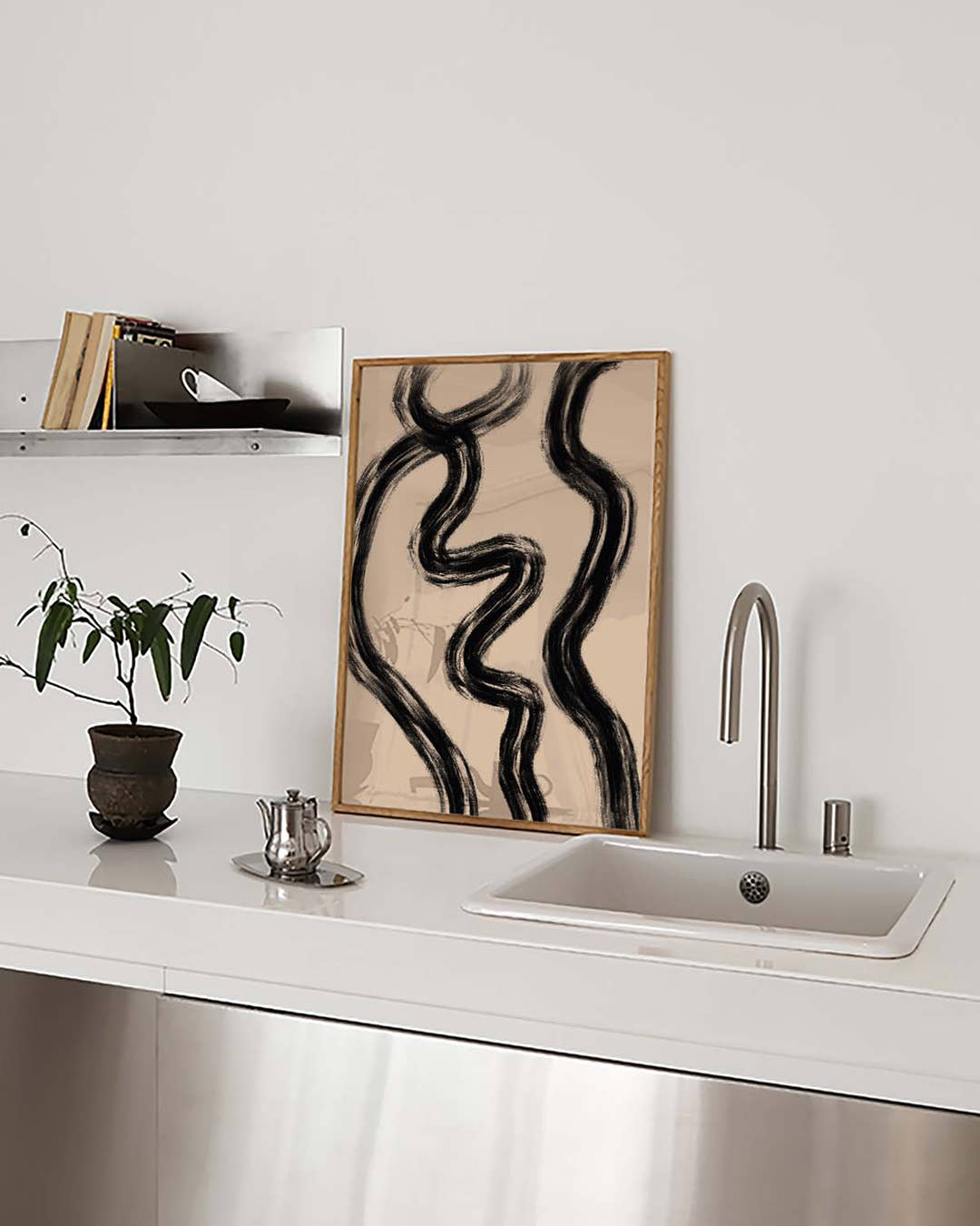 Schwarze Organische Wellen Poster – Black Organic Waves