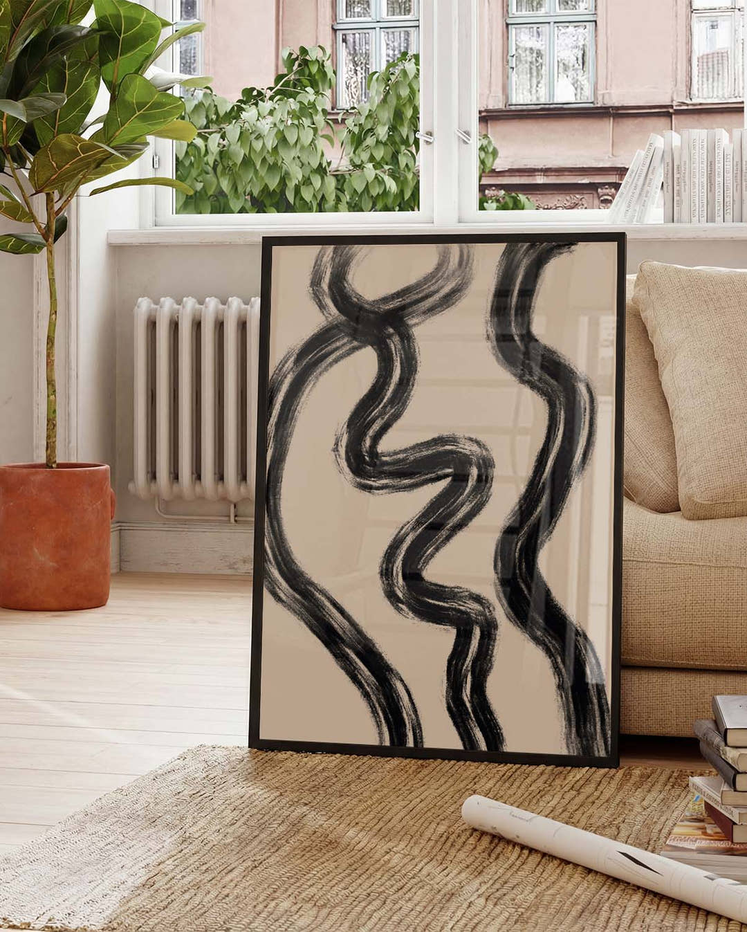 Schwarze Organische Wellen Poster – Black Organic Waves