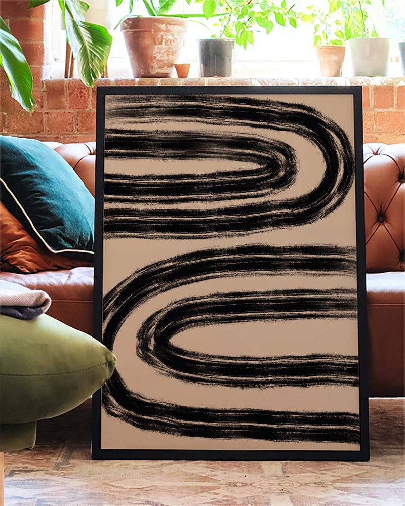 Schwarzes Wellenmuster Poster – Black Wave Pattern