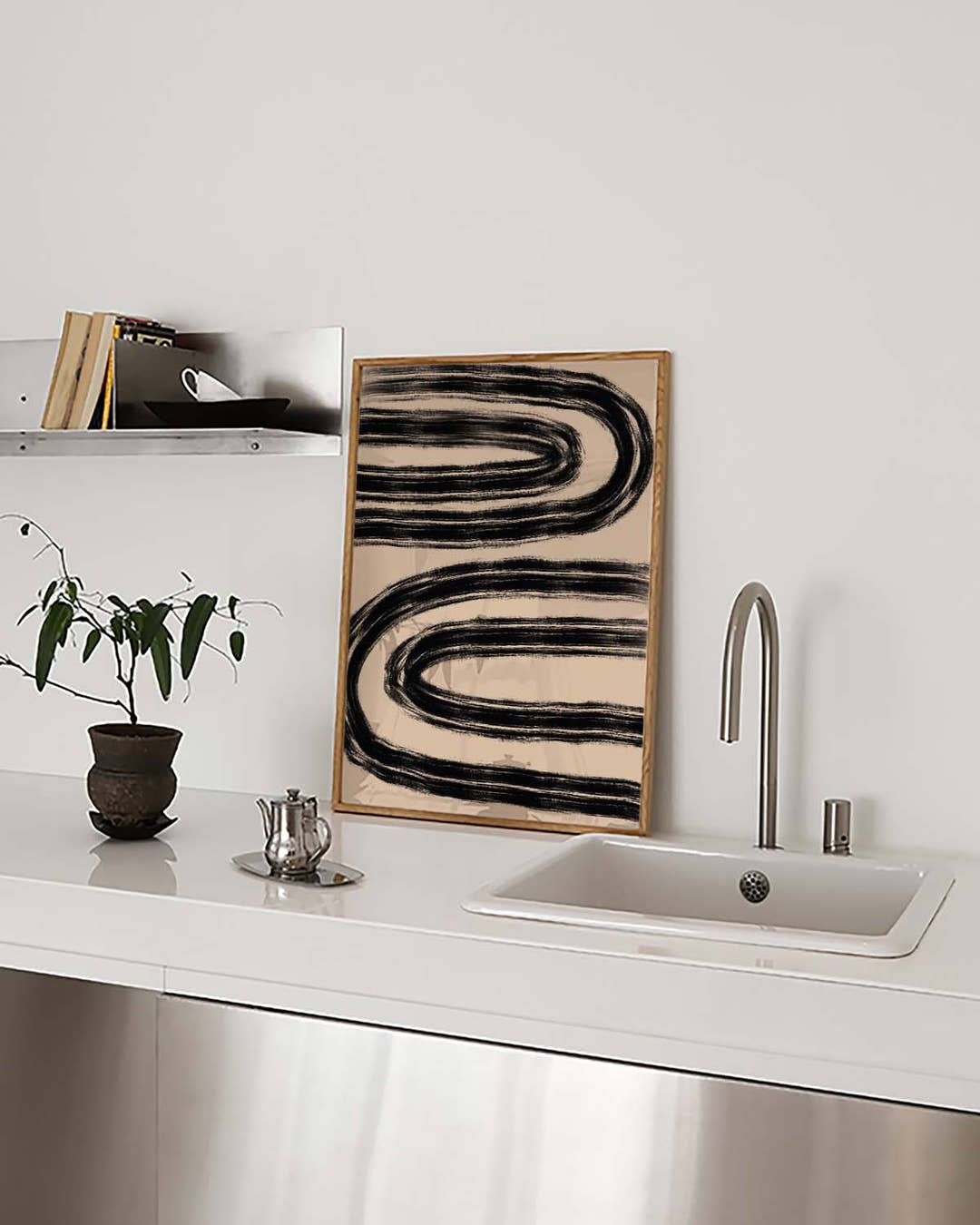 Schwarzes Wellenmuster Poster – Black Wave Pattern