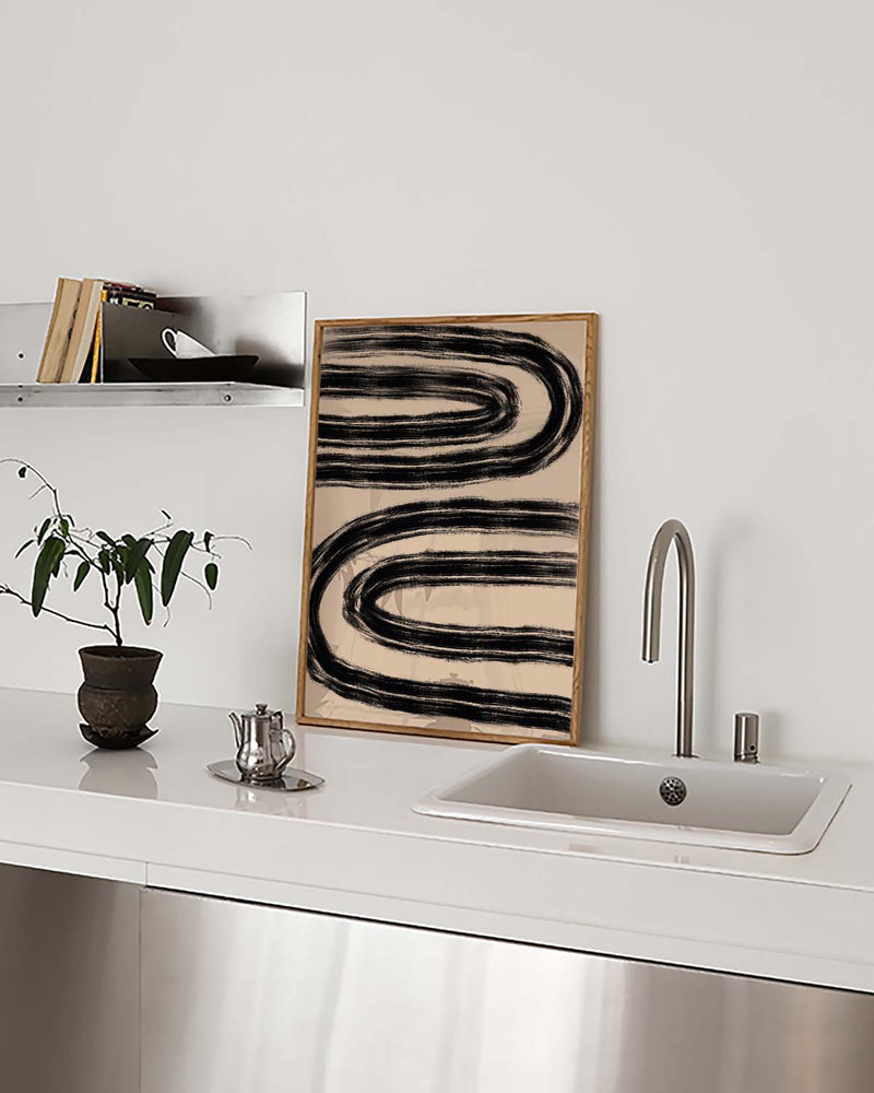 Schwarzes Wellenmuster Poster – Black Wave Pattern